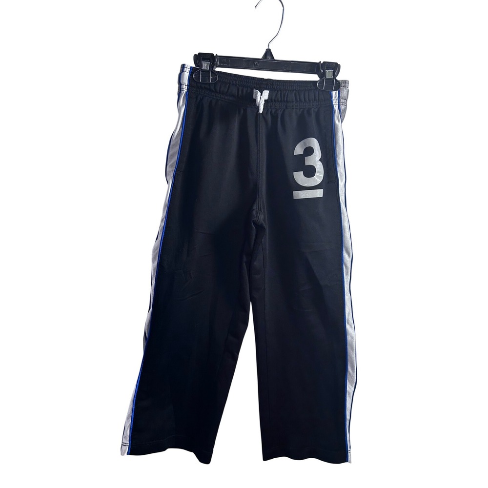 GapKids Track Pants S (6-7) Black Silver Blue Side Stripe Graphic Boys